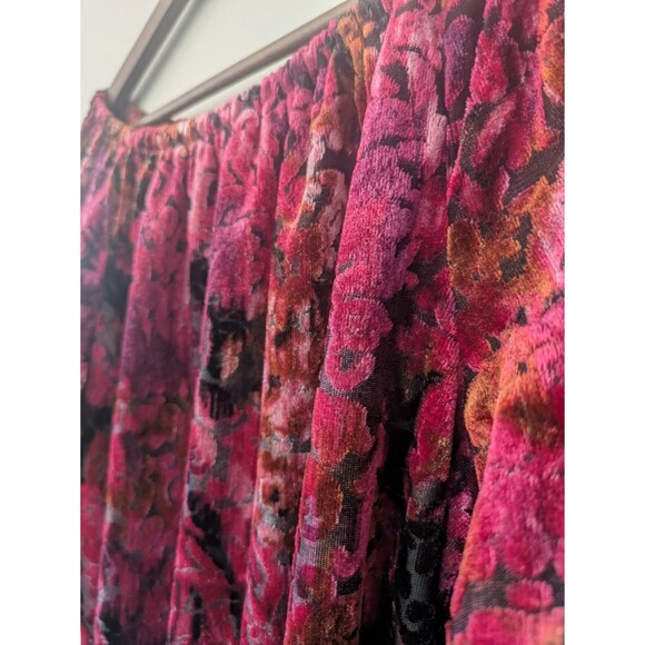 Coco Bianco Burnout Velvet Top Off Shoulder Gathered Sleeve Peasant Boho Medium - Picture 3 of 10